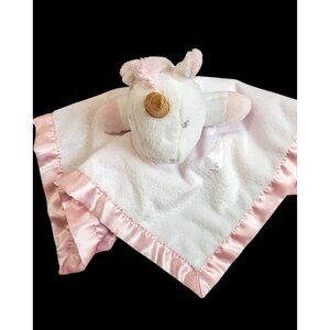 Cloud Island Pink White Unicorn Baby Sparkle Satin Trim Security Lovey plush